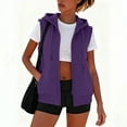 thumbnail image 6 of Womens Cotton Sweatshirt Vest with Pockets Zip Up Sleeveless Hoodies Drawstring Hooded Fall Sport Outerwear (2XL, Purple), 6 of 7
