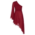 thumbnail image 5 of iiniim Liturgical Dance 2pcs Outfits for Womens Worship Dress Sheer Lace Praise Dance Tunic Overlay Burgundy S, 5 of 7