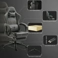 thumbnail image 5 of Dowinx Gaming Office, PC with Massage Lumbar Support, Vintage Style PU Leather High Back Adjustable Swivel Task Chair with Footrest, Light Grey, 5 of 6