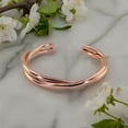 thumbnail image 3 of Pure Copper Hammered Cuff Bangle Copper Wire, Shiny, Twisted Double Bar Bangle, 3 of 5