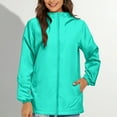 thumbnail image 3 of Womens Rain Jacket Waterproof, Yigetop Solid Color Trench Coat for Men and Women Waterproof Trench Coat Women Sky Blue 5XL, 3 of 5