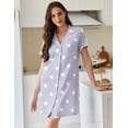 thumbnail image 4 of Ekouaer Cotton Nightgowns for Women Button Down Sleep Shirts Short Sleeve Night Gown Boyfriend Sleepwear Soft Night Shirts, 4 of 6