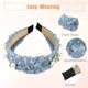 thumbnail image 4 of Diadema de mujer con nudos de cristal perlado Unique Bargains Estilo clásico y casual Diadema para mujer azul claro 5.51"x1.89", 4 of 7