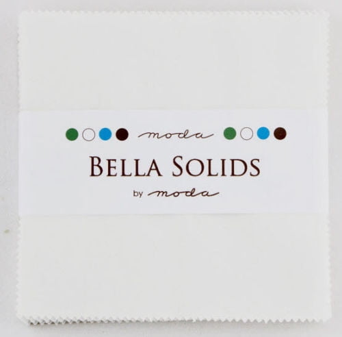 Bella Solids White Moda Charm Pack; 42 - 5' Precut Fabric Quilt Squares