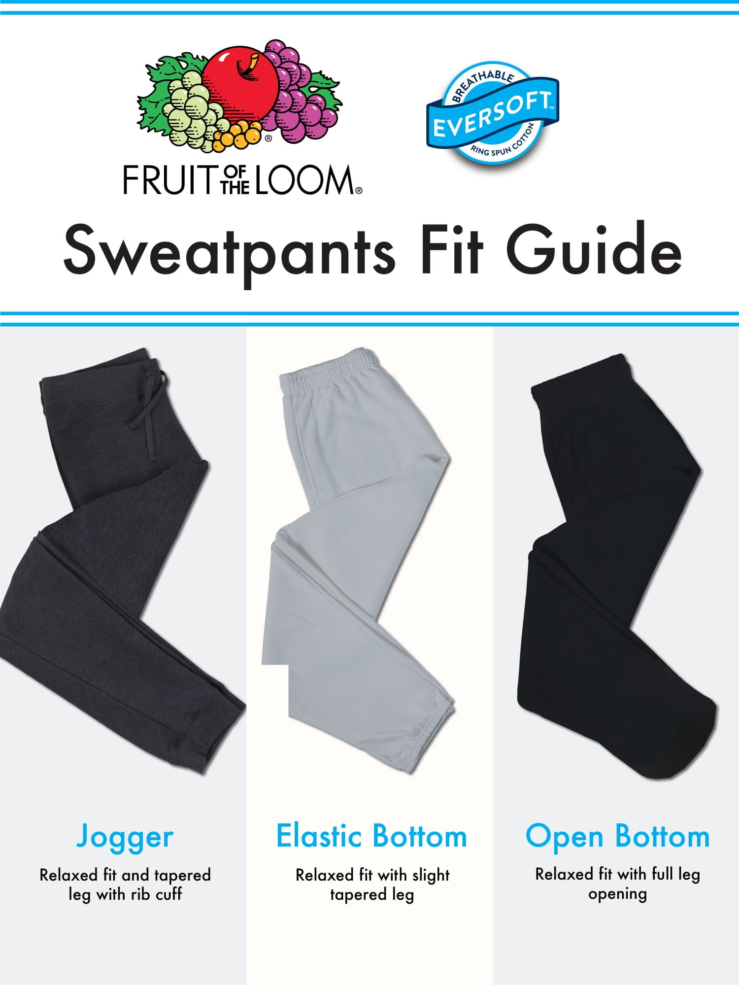 Fruit of the Loom Men's EverSoft Fleece Elastic Bottom Sweatpants
