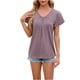 thumbnail image 2 of Fiudx Ofertas de La Semana Camisas de Blusas con Cuello En V de Manga Corta de Color Sólido Casual de Moda para Mujer, 2 of 7