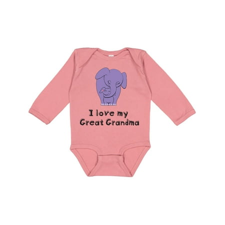 

Inktastic I Love my Great Grandma Elephant Gift Baby Boy or Baby Girl Long Sleeve Bodysuit