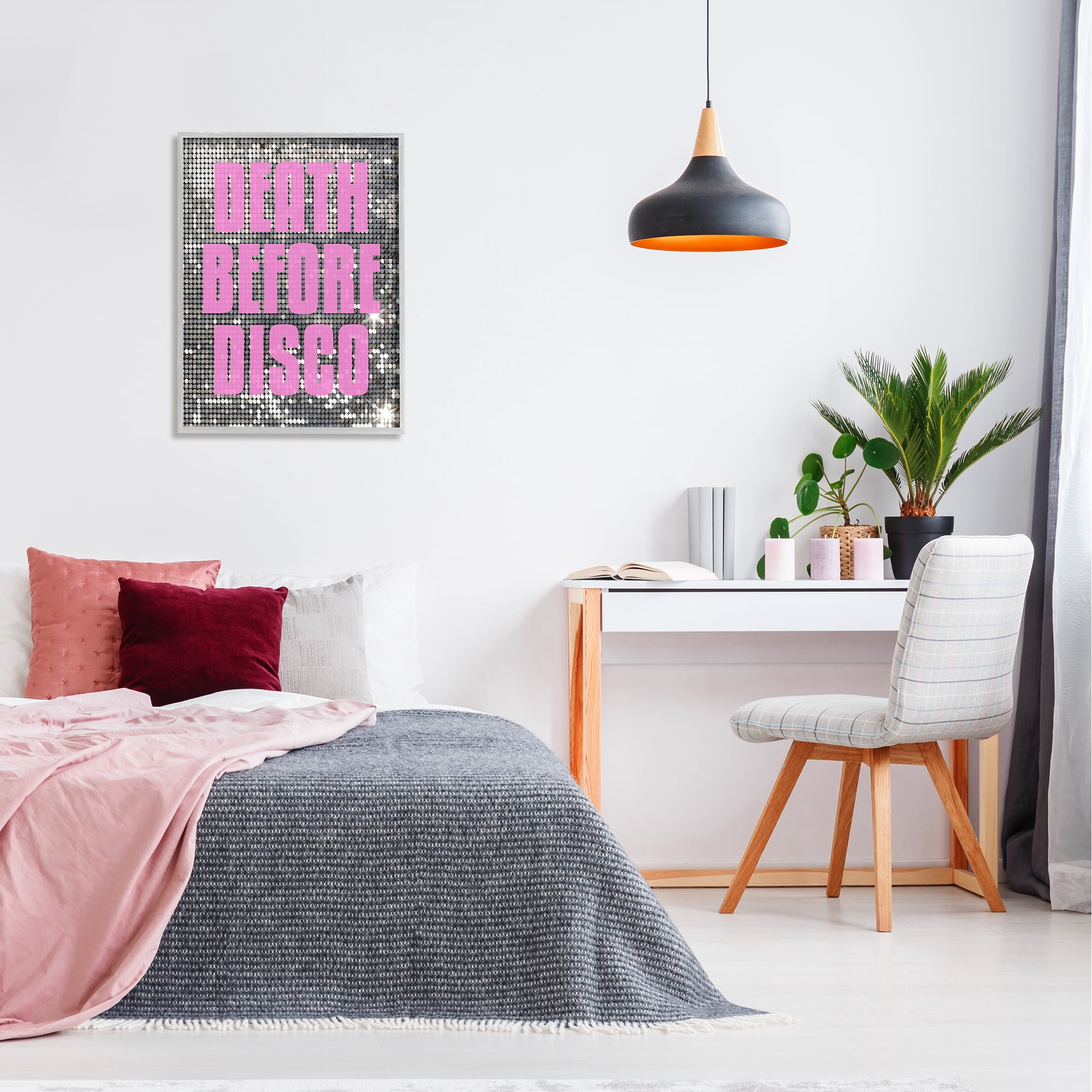 Stupell Industries Glam Death Before Disco Abstract Painting Gray Framed Art Print Wall Art, 24 x 30