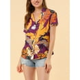 thumbnail image 6 of INSPIRE CHIC Valentine's Day Women's Shirts Hawaiian Short Sleeve Tropical Floral Button Down Tops S Purple, 6 of 9