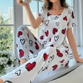 thumbnail image 6 of Elvqul Pajamas Sets for Women Soft Comfy Sleepwear Love Print Short Sleeve Loungewear Pajamas, 6 of 8