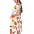 thumbnail image 2 of Easygdp Cute Fox with Heart para Vestido Transpirable de Mujer, Vestido Suelto de Manga Corta con Pliegues y Bolsillos para el Verano, 2 of 6