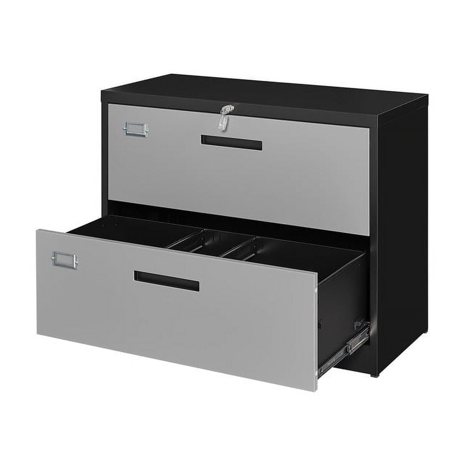 MIIIKO 2 Drawer Lateral File Cabinet with Lock, 35.4" Wide Metal Filing Cabinet, Office Legal Letter File Storage