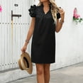 thumbnail image 6 of Womens Dresses Women's Solid Color V-neck Short Sleeved Fashionable Loose Dress Summer Dresses for Women Black L, 6 of 6