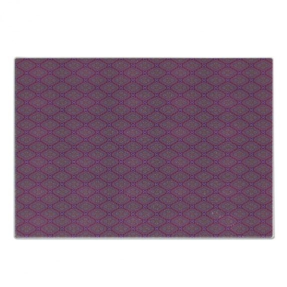 Purple Hippie Cutting Board, Pattern of Traditional Eastern Motifs Inspired by the Paisley Design, Decorative Tempered Glass Cutting and Serving Board, in 3 Sizes, by Ambesonne