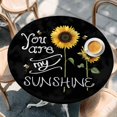 thumbnail image 2 of Sunflowers Round Tablecloth, Fitted Table Cover with Elastic for 55"-60" Round Tables, Modern Bee You Are My Sunshine Black Table Cloth Outdoor Indoor Dinning Party Waterproof Tablecloths, 2 of 7