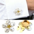thumbnail image 3 of Pearls Cufflinks Flower Button Covers for Women Elegant Clips Button Dress Shirt Accessories No Sewing Buttons Gift, 3 of 8