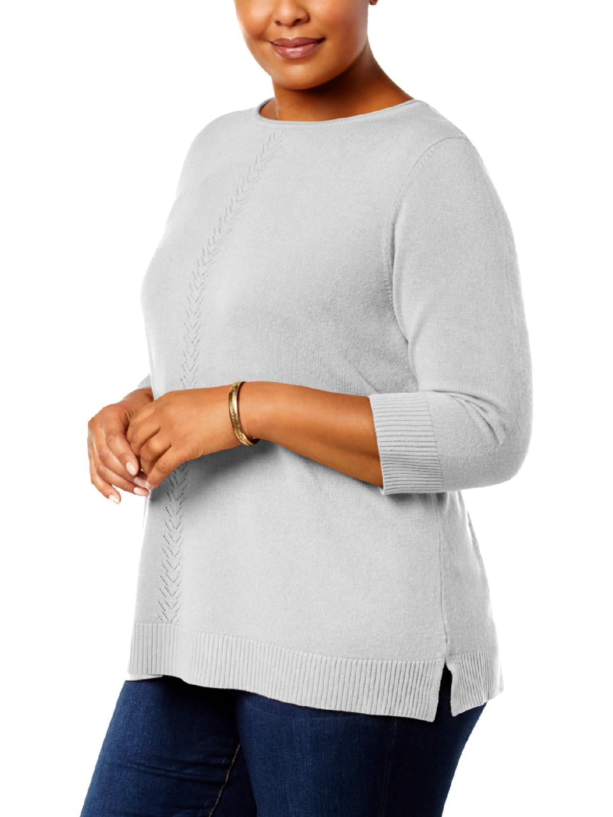 Photo 1 of PLUS SIZE 2X Karen Scott Women's Plus Pointelle Heathered Pullover Sweater