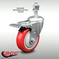 thumbnail image 2 of 4 Inch SS Red Polyurethane 12mm Threaded Stem Caster with Total Lock Brake, 2 of 2