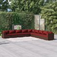 thumbnail image 1 of vidaXL 9 Piece Garden Lounge Set with Cushions Poly Rattan Brown, 1 of 4