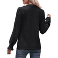 thumbnail image 5 of TEMOFON Blouses for Womens Fall Tops Casual V Neck Shirts Long Puff Sleeve Tunic Tops Loose Fit T Shirts Dressy Shirts Trendy Solid Color Black Size XL, 5 of 5