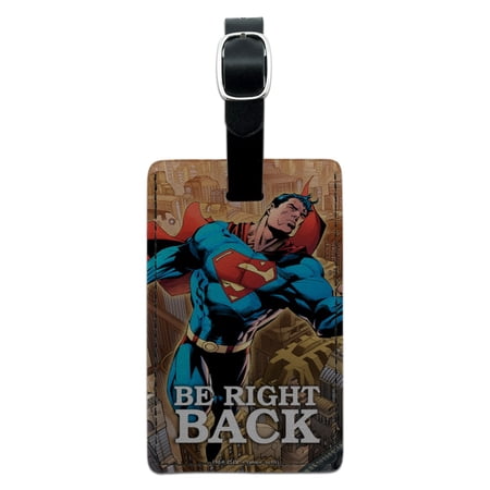 Superman Be Right Back Rectangle Leather Luggage Card Suitcase Carry-On ID Tag