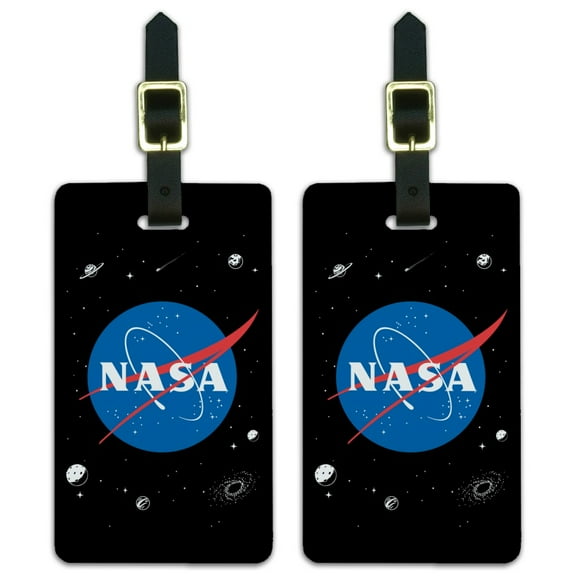 NASA Official Meatball Logo Luggage ID Tags Suitcase Carry-On Cards - Set of 2