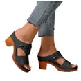 thumbnail image 6 of IUJSOY Heels for Women Peep Toe Bohemian Heeled Sandals Comfortable Summer Dressy Slip on Shoes, 6 of 9