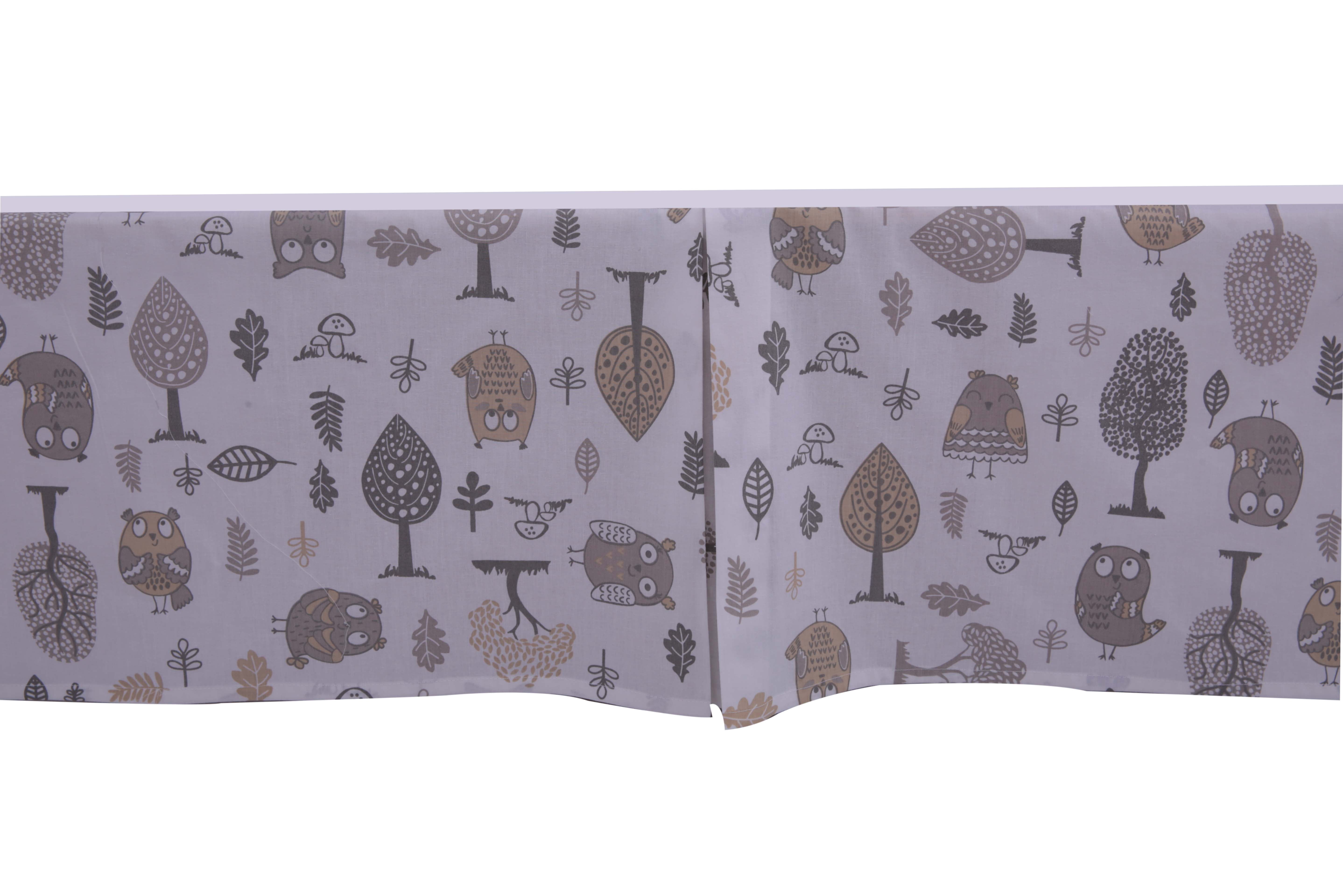 Bacati - Owls Grey/Beige Neutral Cotton Crib/Toddler Crib Skirt