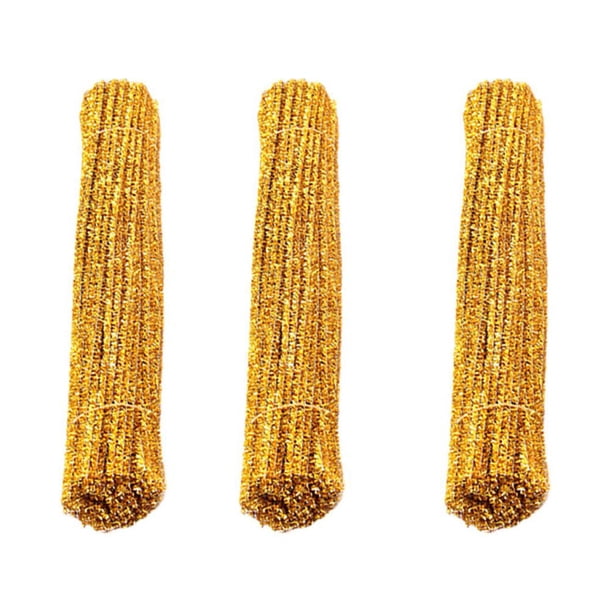 300PCS DIY Twisted Sticks Delicate Twisting Glitter Barras Bendable Bars DIY Christmas Sticks (Dorado)