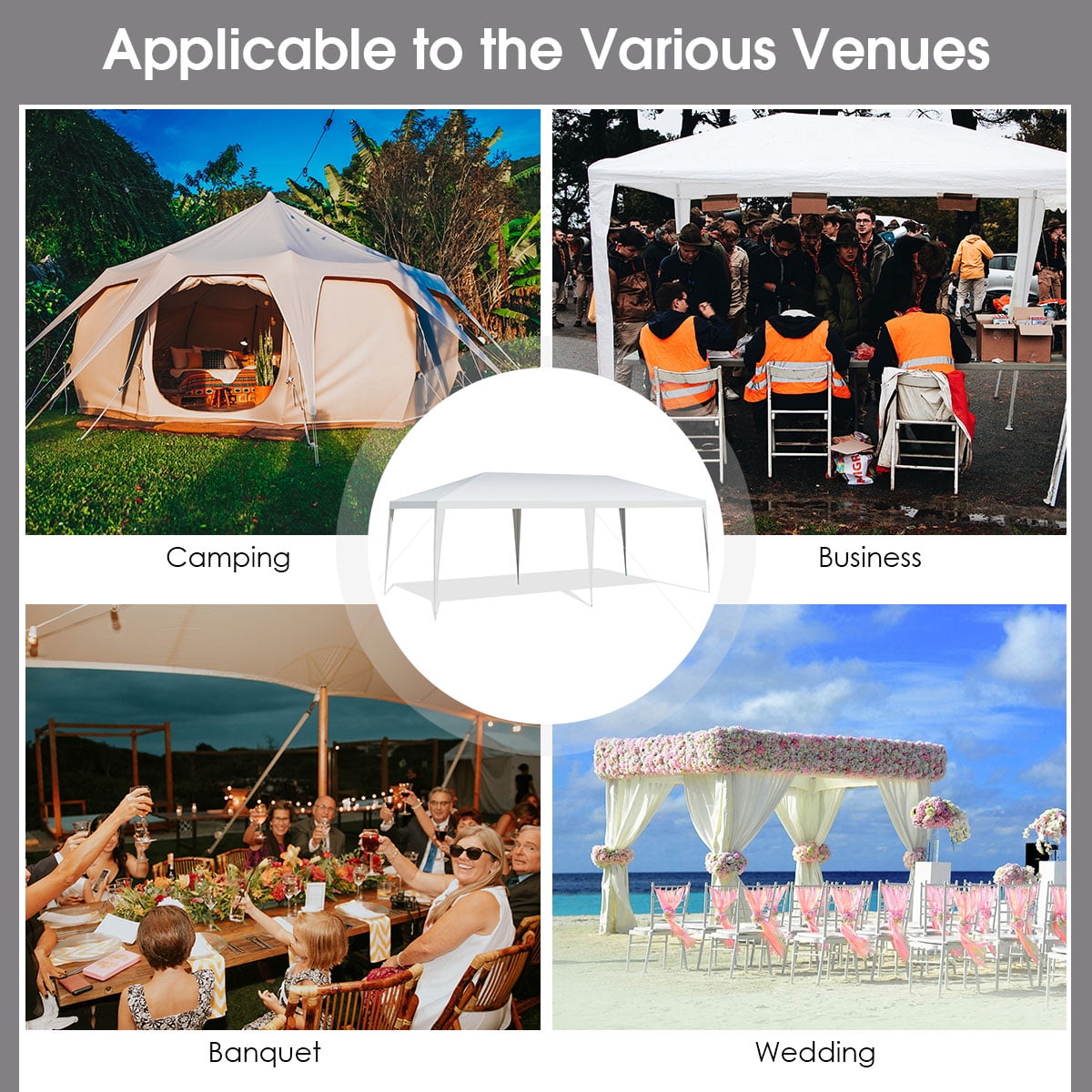 Costway 10'x20' Outdoor Party Wedding Tent Heavy Duty Canopy Pavilion
