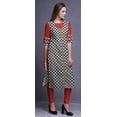 thumbnail image 3 of Bimba Rayon Slub Straight Kurti 3/4 Sleeve Printed Tunic Top Summer Clothing, 3 of 6