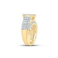 thumbnail image 3 of 10kt Yellow Gold Round Diamond Square Bridal Wedding Ring Band Set 2 Cttw, 3 of 4