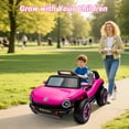 thumbnail image 5 of Licensed Volkswagen Beetle Ride On Car for Kids, 12V Battery Powered Electric Vehicle with Remote Control, LED Lights, Music & Horn (Pink), 5 of 9