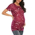 thumbnail image 2 of Hwmodou Female Pregnant T-Shirts Women's Maternity Round Neck Short Sleeve Tops Floral Mama Breastfeeding Blouses Clothes Pregnancy Clothes T-Shirt For Woman, 2 of 8