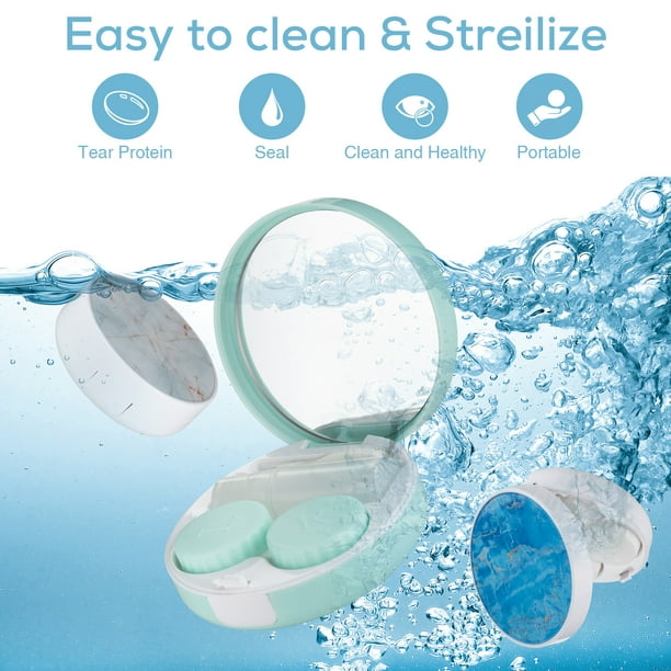 Contact Lens Case Set of 3 (Green, Blue, White)