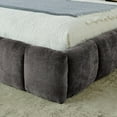 thumbnail image 3 of King Size Wood Bed Frame, Chenille Fabric Grounded Platform Bed with Upholstered Tufted Headboard, No Box Spring Needed, Dark Gray, 3 of 9