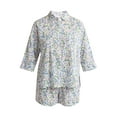 thumbnail image 2 of Joyspun Women’s Woven ¾ Sleeve Notch Collar Top and Boxer Shorts Pajama Set, Sizes XS-3X, 2 of 6