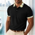 thumbnail image 2 of Men's Polo Shirts Short Sleeve Casual Polo T Shirt Color Block Slim Fit Breathable Golf Shirts with Pocket Big and Tall Sizes S-5XL Black, 2 of 5
