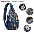 thumbnail image 2 of Sling Backpack,Dark Blue Christmas Santa Pattern Sling Bag with Water Bottle Holder,Waterproof Sling Bag for Men/Women with Headphone Jack for Hiking,Travel, 2 of 6
