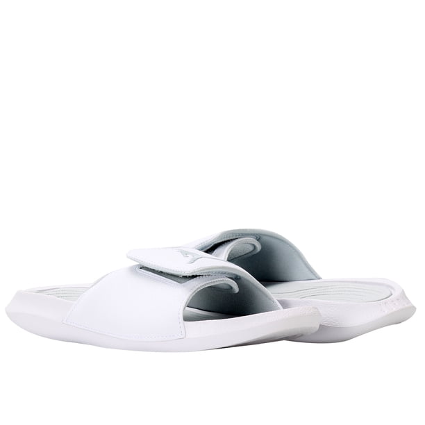 grey and white jordan slides