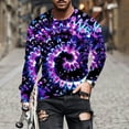 thumbnail image 2 of Dagegui Mens Crew Neck Shirts Tie-Dye Long Sleeve T-Shirts Big and Tall Outdoor Athletic Shirt Fall Clothes Gradient Color Casual Pullover Tops Purple,S, 2 of 5