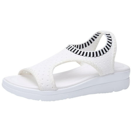 OAVQHLG3B New Fish Mouth Sandals Women s Large Size Flying Wedge Wedge Sports Women s Sandals Thick Sole Casual Sandals