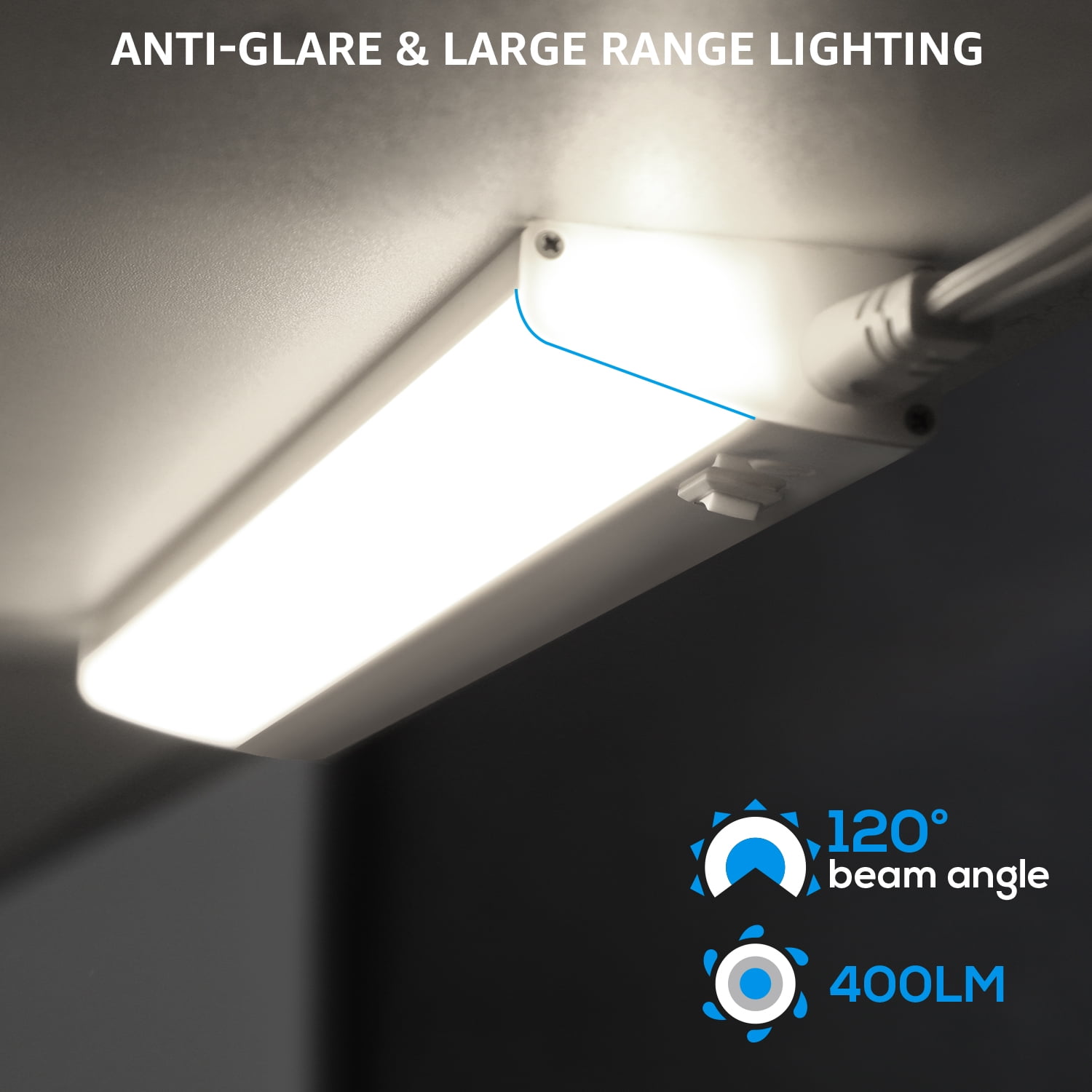 24 Pack Slim LED Under Cabinet Lighting, 12 Inch Under-Counter Light Fixtures, Plug-in, Linkable Cabinet Lights, 4000K Cool White