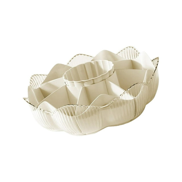 DOLITY Plats de Service Divisés 8 Compartiments Plateau de Drainage pour Fondue Chinoise Assiette de Fruits Secs