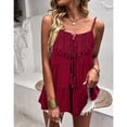 thumbnail image 2 of Camisola de verano con diseño de encaje y costuras, Color puro, con tirantes en el pecho, cómoda camisola informal de poliéster sin mangas para uso diario, 2 of 6