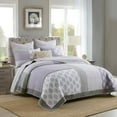 thumbnail image 6 of PANGUSHAN 100% Cotton Quilt Set King Size, 3pcs Patchwork Floral Bedspread Quilt Bedding Set for King Bed, Reversible Lightweight Comforter Bed Spread, Purple/Gray, 6 of 11