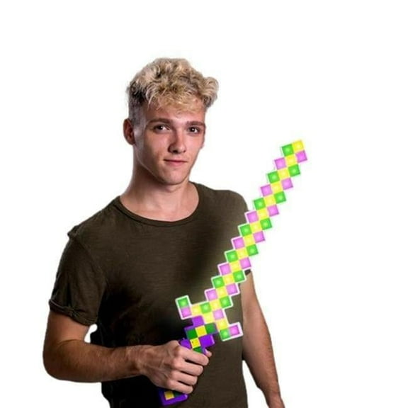 Blinkee LUPMGS-PGG LED Pixelated Mardi Gras Warrior Sword - Purple, Green & Gold