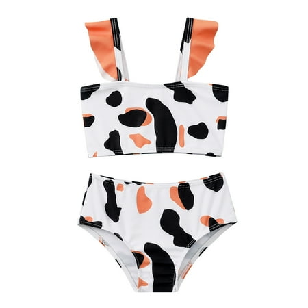 

Girls Swimsuit Toddler Girls Sleeveless Cow Print Beach Bathing Baby Suit Girls Swimwear Swimsuit Swimming Suits for Kids