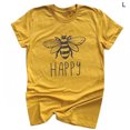 thumbnail image 1 of T-shirt pour Femmes, Haut Uni Imprimé, Col Rond, Manches Courtes, Blouse, Jaune, G, 1 of 5