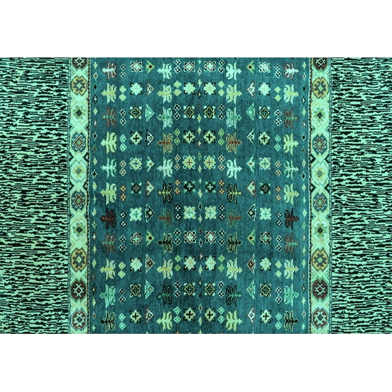 Ahgly Company Indoor Rectangle Abstract Turquoise Blue Modern Area Rugs, 7' x 9'